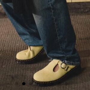 NEW Dr Martens T-Bar Hazy Yellow Long Napped Suede Mary Jane Shoes WMS 10 Men’s9